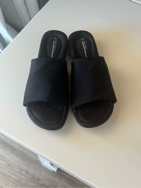 Vintage White Stag ComfortStart Black Slide Wedge Sandals - Size 8